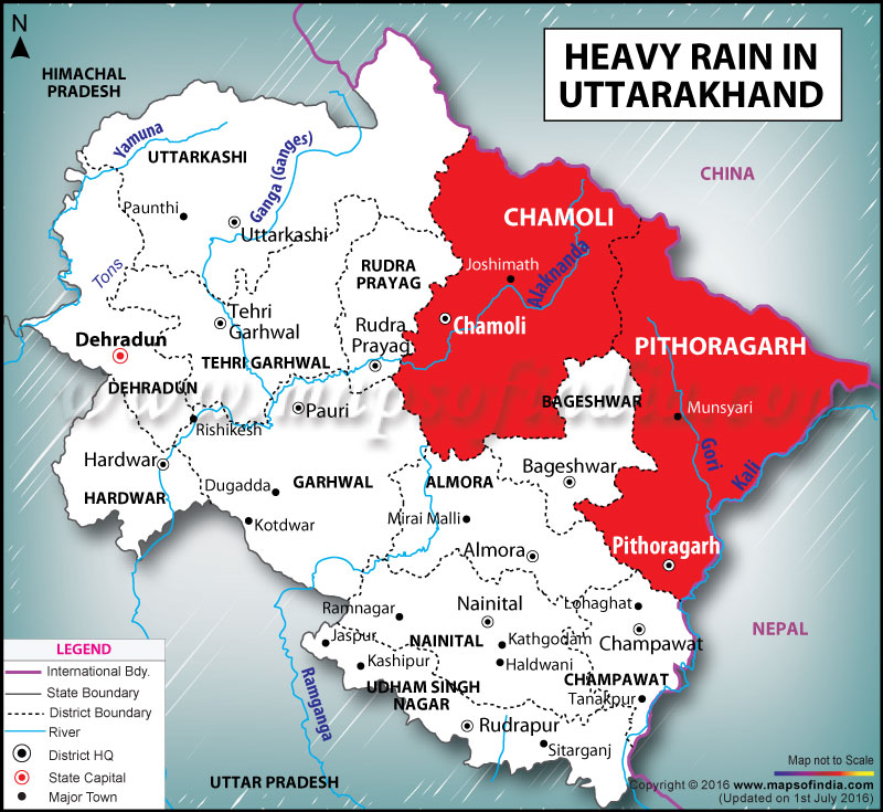 Chamoli District Uttarakhand Map Heavy Rain In Pithogarh And Chamoli District Of Uttarakhand | Map In News