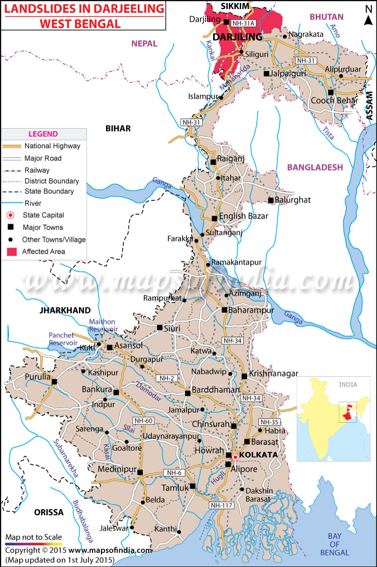 Location Map of Landslides in Darjeeling