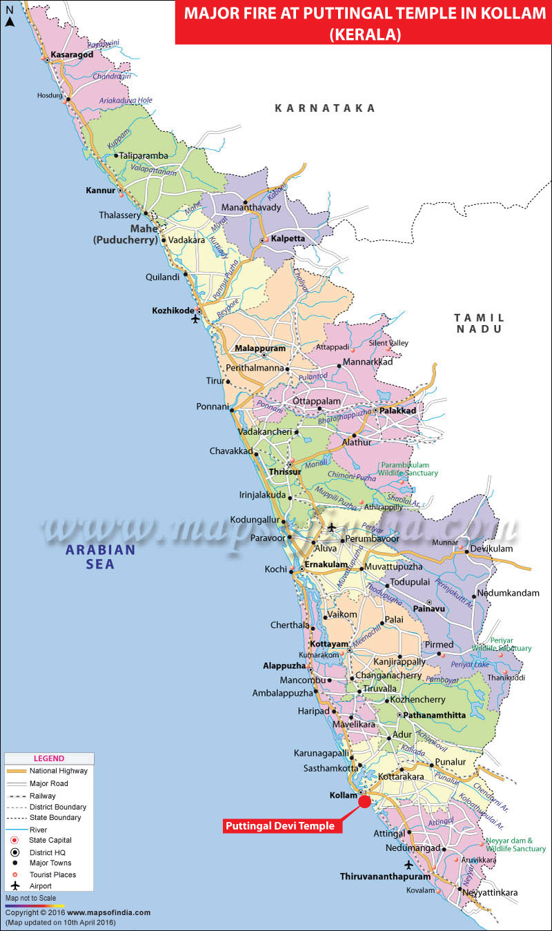 Location Map Of Fire Accident At Kollam Kerala