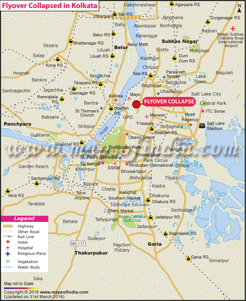 Location of Flyover Collapse In Kolkata