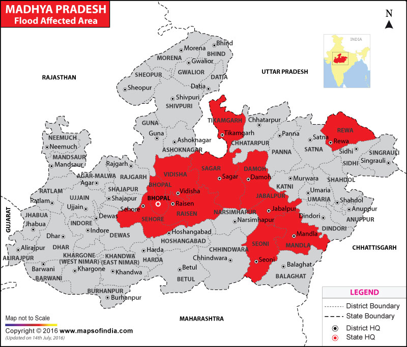Madhya Pradesh Flood Affected Areas Map