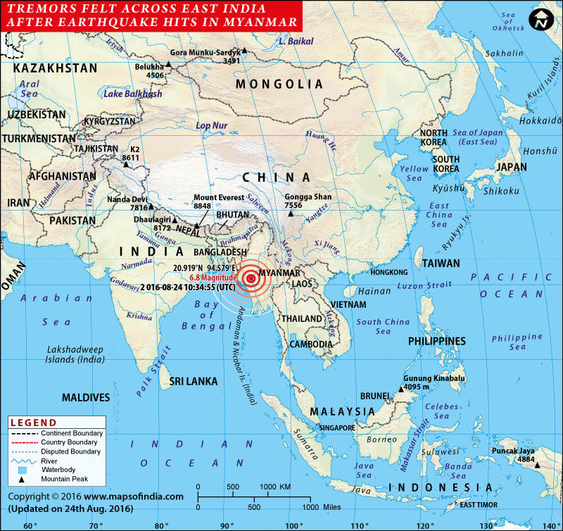 Areas Affected by Earthquake in Eastern India