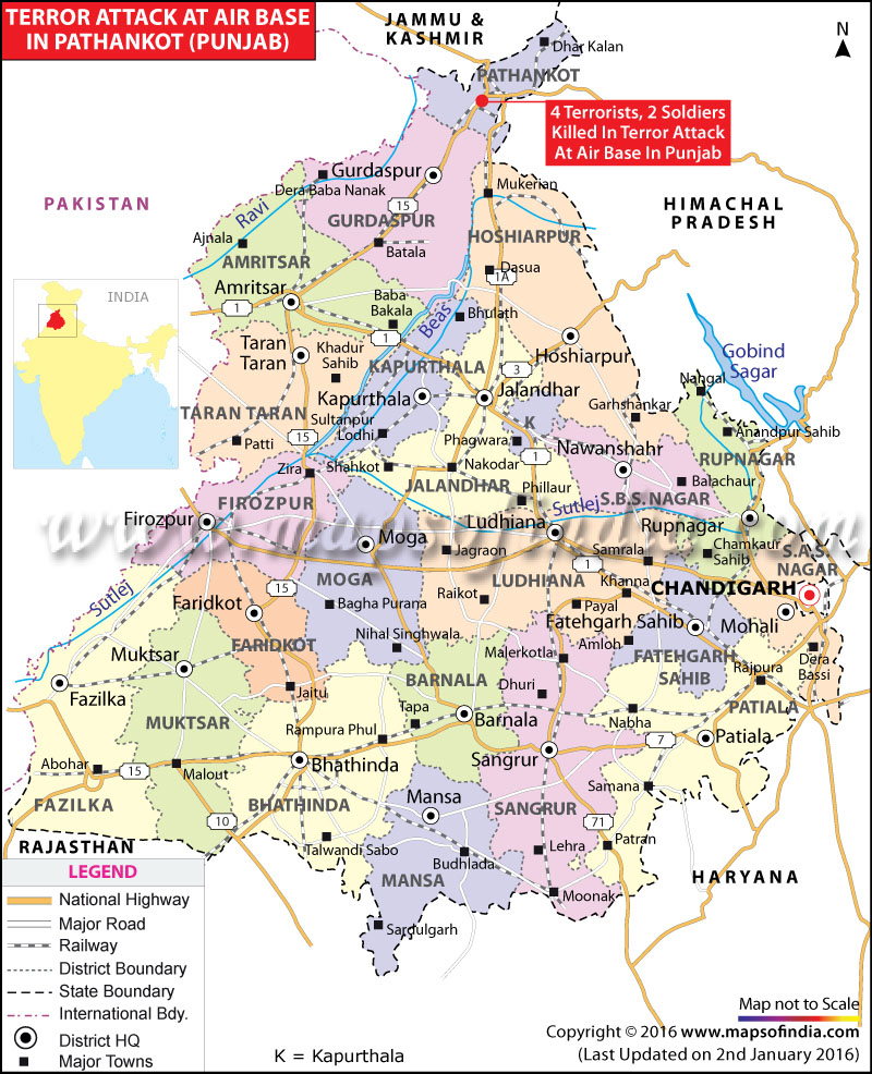 Map of Terror attack at Pathankot Air Force base