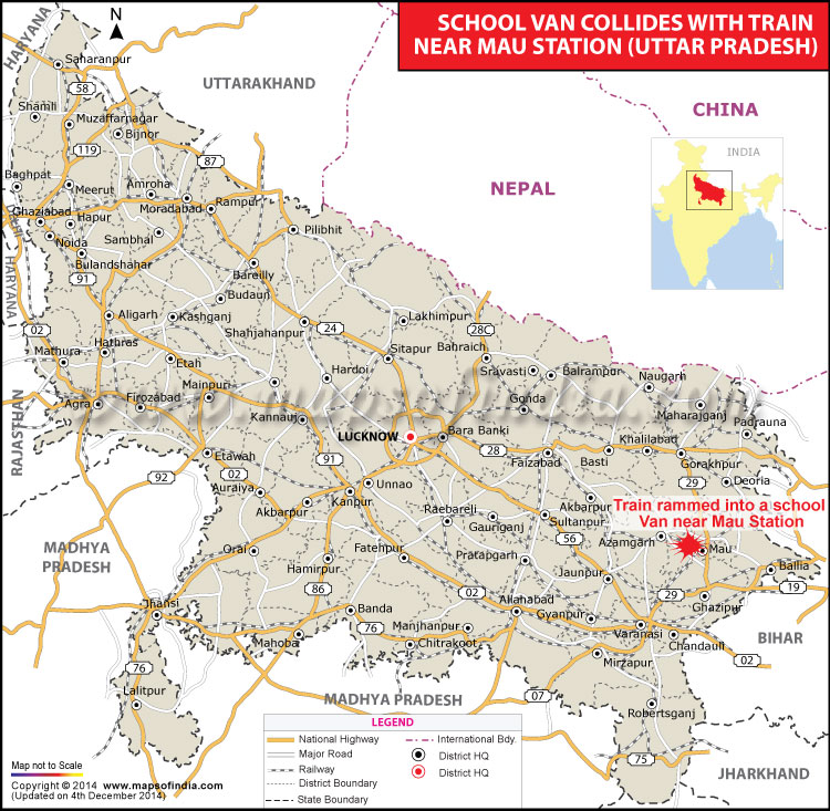 Location of Train and Bus Collision in UP