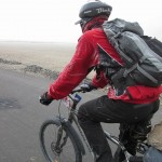 Me covered in snow while cycling