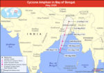 Map Showing Location of Cyclone Amphan in Bay of Bengal