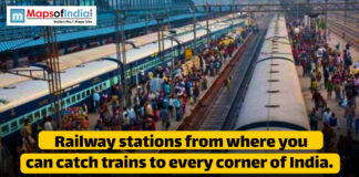 Railway Stations from where you can catch trains to every corner of India Crowded railway platform with multiple trains and passengers at an Indian railway station, highlighting major junctions that connect to all parts of India.