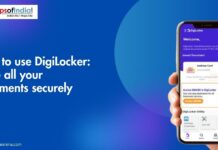How to Use DigiLocker: Store All Your Documents Securely A person holding a smartphone displaying the DigiLocker app interface, with the headline "How to use DigiLocker: Store all your documents securely"