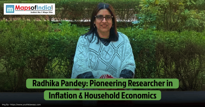 Radhika Pandey sitting in a garden, featured as a pioneering researcher in inflation and household economics.