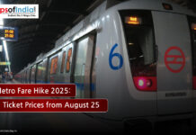 Delhi Metro Fare Hike 2025: Revised Ticket Prices from August 25 Delhi Metro fare hike 2025 announcement with revised ticket prices effective from August 25, featuring a metro train at station platform.