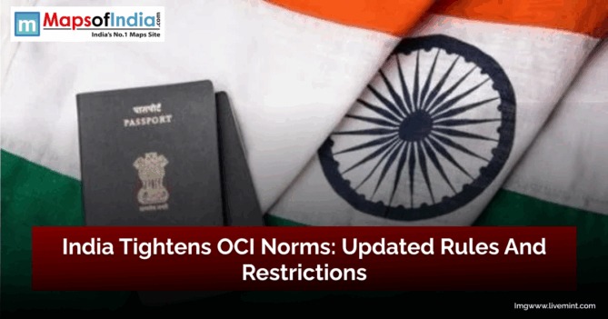 Indian passport placed on the national flag of India, symbolizing updated rules and restrictions for Overseas Citizen of India (OCI) cardholders.
