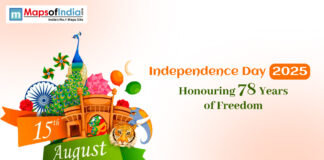 Independence Day 2025: Honouring 78 Years of Freedom Illustration for Independence Day 2025 with “Honouring 78 Years of Freedom” text, featuring the date 15th August, India Gate, peacock, tiger, lotus, balloons, and the Indian flag theme.