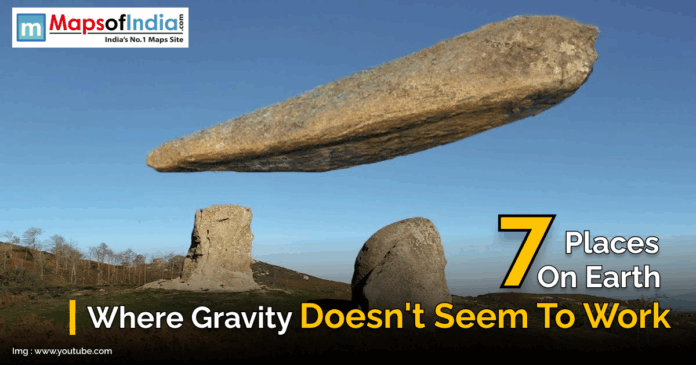 Illustration of a place where gravity doesn't exists with the help of big rocks floating in air