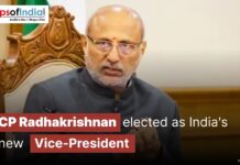CP Radhakrishnan Elected as India’s New Vice-President CP Radhakrishnan, in a traditional Indian suit, sits on an ornate chair with the text "CP Radhakrishnan elected as India's new Vice-President" displayed across the image.