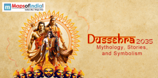 Dussehra 2025: Mythology, Stories, and Symbolism Image of Ravan with his 10 heads on the occassion of Dushhera