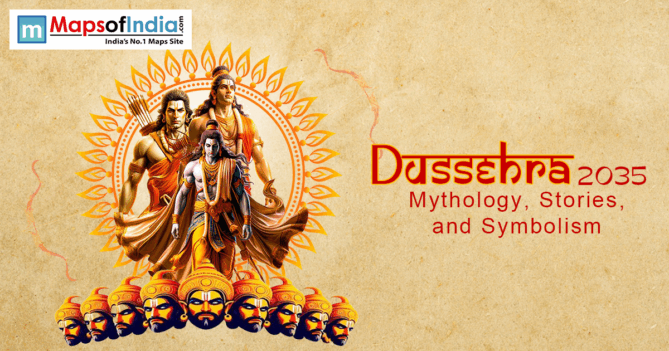 Image of Ravan with his 10 heads on the occassion of Dushhera