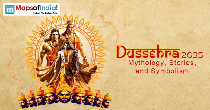 Image of Ravan with his 10 heads on the occassion of Dushhera