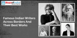 Famous Indian Writers Across Borders and Their Best Works Collage of images of famous Indian writers across the borders