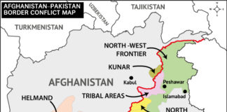 Pakistan-Afghanistan Conflict: Timeline of Recent Escalations map highlighting the Durand line