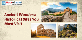 Ancient Wonders Historical Sites You Must Visit An image collage showcasing famous ancient wonders including the Great Wall of China, the Colosseum in Rome, and Machu Picchu, with the title “Ancient Wonders: Historical Sites You Must Visit”
