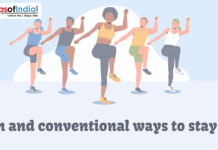 Fun and Conventional Ways to Stay Fit Illustration of a diverse group of people exercising together outdoors, performing fitness moves in unison, representing fun and conventional ways to stay fit.