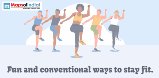 Fun and Conventional Ways to Stay Fit Illustration of a diverse group of people exercising together outdoors, performing fitness moves in unison, representing fun and conventional ways to stay fit.