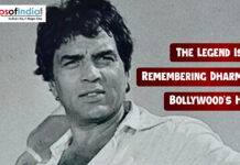 The Legend Is Gone: Remembering Dharmendra, Bollywood’s He-Man Black-and-white photo of a well-known Bollywood actor looking confident, with a tribute message on the right side that reads, “The Legend Is Gone: Remembering Dharmendra, Bollywood’s He-Man,” and a Maps of India logo in the top left corner.