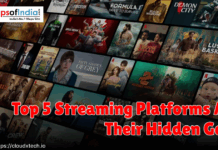 Top 5 Streaming Platforms And Their Hidden Gems A collage of popular movie and web series posters from multiple OTT platforms, with the title “Top 5 Streaming Platforms And Their Hidden Gems” written in bold red text.