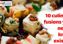 10 Culinary Fusions You Never Knew Existed An assortment of gourmet fusion appetizers displayed on a platter with the text ‘10 culinary fusions you never knew existed’ beside them.