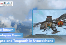 Little-known Himalayan Gems: Chopta and Tungnath in Uttarakhand Snow-covered Tungnath Temple in Uttarakhand with Himalayan mountains in the background, highlighting the hidden gems of Chopta and Tungnath.