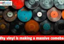 Why Vinyl Is Making A Massive Comeback Top view of colorful vinyl records stacked together, illustrating why vinyl is making a massive comeback among music lovers and collectors.
