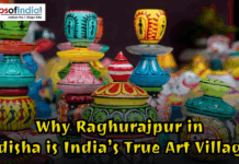 Why Raghurajpur in Odisha is India’s True Art Village Colorful handcrafted wooden toys and traditional artworks from Raghurajpur village in Odisha, showcasing India’s true art village and its rich folk craft heritage.