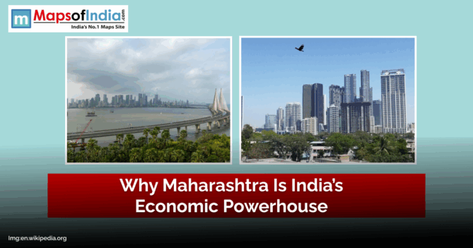Mumbai skyline and Bandra-Worli Sea Link highlighting Maharashtra’s economic strength