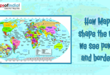 How Maps shape the way we see power and borders World map graphic by Maps of India exploring how cartography shapes our perception of power and global borders.