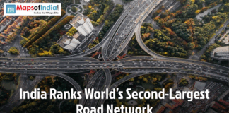 India Ranks World’s Second-Largest Road Network Aerial view of a major highway interchange in India, showcasing the country’s vast road infrastructure as it ranks second globally for the largest road network.