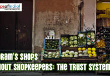 Mizoram’s Shops Without Shopkeepers: The Trust System Roadside vegetable stall in Mizoram displaying fresh produce like cabbages, cucumbers, melons, and oranges, representing the state’s unique trust-based shop system without shopkeepers.