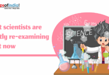 What scientists are quietly re-examining right now Illustration showing a cartoon scientist conducting a chaotic experiment in a lab, with bubbling flasks and smoke, alongside the text “What scientists are quietly re-examining right now” and Maps of India logo