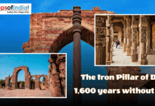 The Iron Pillar of Delhi: 1,600 years without rust The ancient Iron Pillar of Delhi at the Qutub Minar complex, a 1,600-year-old rust-resistant monument standing amidst historic stone arches and pillars