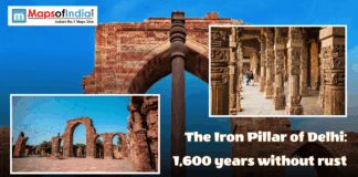 The Iron Pillar of Delhi: 1,600 years without rust The ancient Iron Pillar of Delhi at the Qutub Minar complex, a 1,600-year-old rust-resistant monument standing amidst historic stone arches and pillars