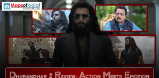 Dhurandhar 2 Review: Action Meets Emotion Dhurandhar 2 movie review poster featuring lead actor in a stylish action look, with scenes highlighting intense action, emotional moments, and key supporting characters.