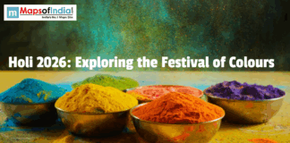 Holi 2026: Exploring the Festival of Colours Bowls of colorful gulal powder with text for Holi 2026: Exploring the Festival of Colours.