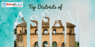 Top Districts of Assam Distorted and glitched collage of overlapping mobile screen elements with partial images and interface fragments.