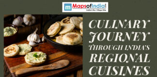 A Culinary Journey Through India’s Regional Cuisines A rustic spread of Indian bread with garlic butter on a wooden board, alongside fresh garlic and a pan of flatbreads, promoting a culinary journey through India’s regional cuisines.