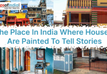 The Place In India Where Houses Are Painted To Tell Stories Collage of colorful Indian houses with vibrant painted walls and murals, featuring the title “The Place In India Where Houses Are Painted To Tell Stories” and Maps of India logo
