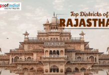 Top Districts of Rajasthan Scenic view of a historic palace in Rajasthan with “Top Districts of Rajasthan” title overlay