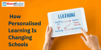 How Personalized Learning Is Changing Schools Hands holding a tablet displaying a learning diagram next to the text "How Personalised Learning Is Changing Schools."
