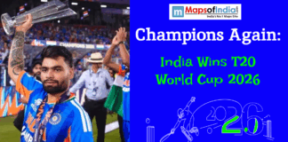 Champions Again: India Wins T20 World Cup 2026 Indian cricket player holding the T20 World Cup trophy with the text “Champions Again: India Wins T20 World Cup 2026.”