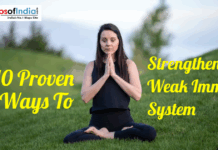 10 Proven Ways To Strengthen A Weak Immune System A woman meditating outdoors on grass for immune system health.