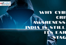 Why Cyber Crime Awareness in India is Still in Its Early Stages A hooded hacker at a laptop with the text "Why Cyber Crime Awareness in India is Still in its Early Stages."