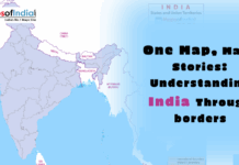 One Map, Many Stories: Understanding India Through Borders Map of India showing state boundaries and neighboring countries with the title “One Map, Many Stories: Understanding India Through Borders”.